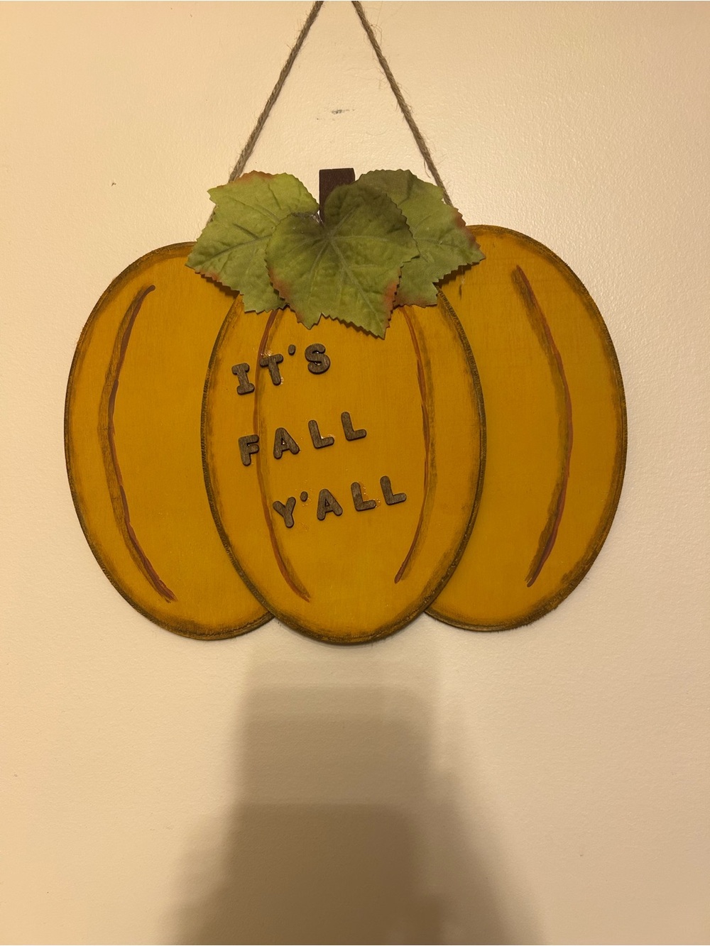 Autumn Pumpkin Wall Sign - Orange "It's Fall Y'all"
